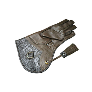 Guantes de cetrería 100% cuero vacuno, accesorios personalizados con logotipo bordado de águila y diseño de trampa para halcones - Product Image 1