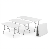 Table de banquet en plastique blanc robuste de 6 pieds pour usage commercial, idéale pour les événements extérieurs, mariages, locations, mobilier d'événements, hôpitaux et hôtels.