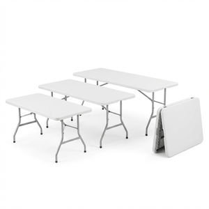 Mesa Plegable de Plástico Blanca de 6 Pies para Banquetes, Uso Comercial, Resistente, para Fiestas al Aire Libre, Bodas, <span class=keywords><strong>Alquiler</strong></span>, Eventos, Muebles de Fábrica, Venta al Por Mayor - Product Image 1