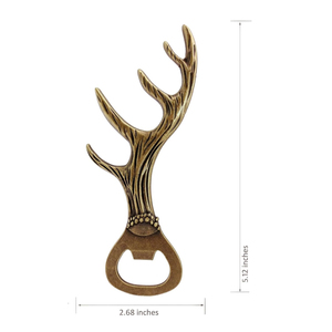 Rustic Gold Metal Antler Bottle Opener Features Textured Deer Horn Theme Handle Unique Lodge Cabin Style Novelty <b>Bar</b> <b>Tool</b> Piece - Product Image 3