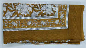 Nappe en coton 100% faite à la main avec motifs floraux imprimés au bloc - Lavable, absorbante et personnalisable - Product Image 3