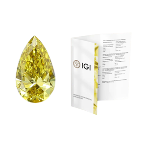 Diamante de Laboratorio Cultivado en Laboratorio HPHT CVD, Forma de Pera, 1CT, 2CT, 3CT, Color Amarillo Intenso, Certificado IGI, Precio al por Mayor - Product Image 1