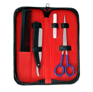 Kit de coiffure professionnel en acier inoxydable poli miroir avec ciseaux à effiler, ciseaux de coiffure et rasoir, avec peigne, en vente - Product Image 4