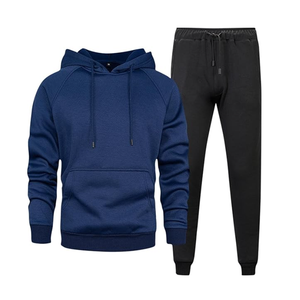 Loose Fitting Casual Sports Pants Solid Color Side Pockets Hooded <b>Sweater</b> Polyester/Cotton Streetwear 2 in 1 Fleece Men - Product Image 3