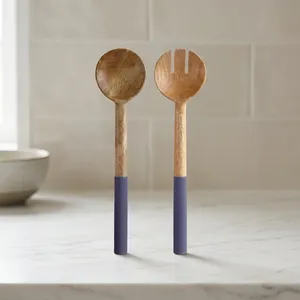 Multi Color Resin Acacia Wood <b>Salad</b> <b>Tools</b> Server Set Manual Mixing Spoon Dishwasher Safe Microwave Safe Eco-Friendly Modern - Product Image 5