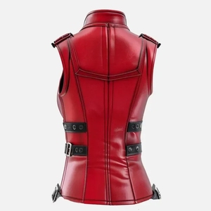 Chaleco de piel de oveja de primera calidad al por mayor, chalecos de cuero genuino transpirables OEM para mujer, chaleco con cremallera a la moda. - Product Image 2