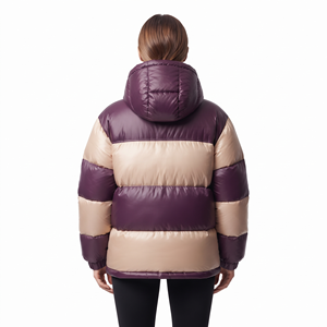 Veste matelassée à capuche bicolore pour femme, manteau d'hiver ajusté et chaud, vêtement d'extérieur rembourré, vente en gros - Product Image 2