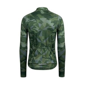 Maillot de cyclisme à manches longues avec fermeture éclair intégrale, sublimé, anti-humidité, motif camouflage géométrique vert, en Spandex et Polyester imprimé - Product Image 2