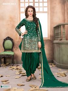 Última colección de ropa festiva de alta calidad: Conjunto de traje Salwar de seda Tapeta con trabajo de espejo, proveedor de ropa étnica de la India. - Product Image 5