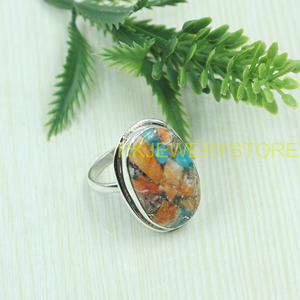 Natural Oyster Turquoise Gemstone <b>Ring</b> Handmade 925 Sterling Silver Gemstone <b>Ring</b> Boho <b>Statement</b> Jewelry Gift For Women Her Him - Product Image 2
