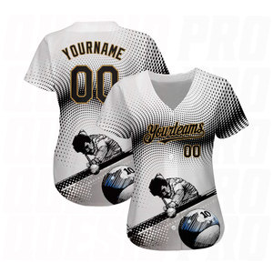 Camiseta de Béisbol Auténtica Personalizada con Diseño de Patrón 3D en Blanco, Negro y Dorado Viejo - Product Image 3