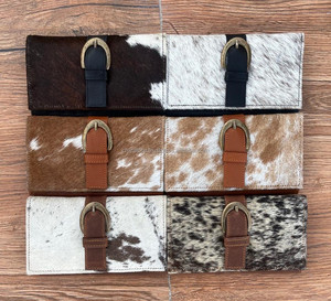 Nouveaux portefeuilles en cuir de vachette véritable faits à la main pour les femmes portefeuille mince à deux volets vente chaude en cuir Western pochette sac à main portefeuilles - Product Image 4
