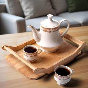 Plateau de service rectangulaire en bois de qualité supérieure, grand format, pour service à thé, style Windsor, fabriqué à la main en Inde, en bois d'hévéa |   pour la maison, la cuisine - Product Image 4