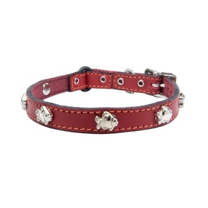 Collar de piel auténtica hecho a mano para perro, diseño de broche de pez, fabricante - Product Image 1