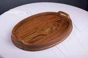 Plateau en bois massif, bois d'acacia, plateau à thé de qualité supérieure, petit plateau pour fruits, en-cas, noix, dessert, rangement de bureau, vaisselle - Product Image 4