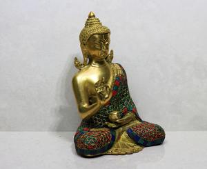 Anillo de Latón con Incrustaciones de Piedras, Decoración de Buda para Fines Religiosos y Culturales con Estilo de Bendición - Product Image 3