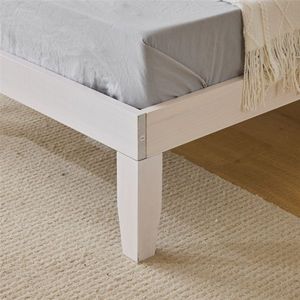 Cadre de lit en bois blanc délavé, confortable, disponible en tailles Twin, Queen, King et Double, style panneau en bois pour lits plateforme et lits Murphy - Product Image 5