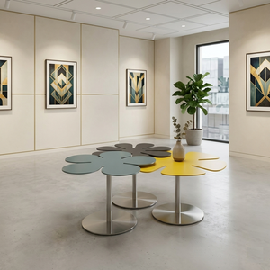 Ensemble de tables basses modernes en métal en forme de fleur, tables d'appoint décoratives colorées, meubles pour salon, chambre, café, en métal - Product Image 4