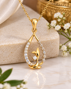 Pendentif Cœur en Or Massif 14K Laxmi avec Diamant Blanc Naturel Taille Brillant, Bijou de Mariée, Cadeau d'Anniversaire de Mariage HRD - Product Image 1