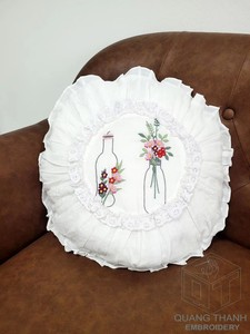 Fundas de Cojín Cuadradas Vintage Personalizadas al por Mayor con Apliques Bordados de Flores, 100% Algodón Lavable con Cierre de Cremallera para Hotel - Product Image 4