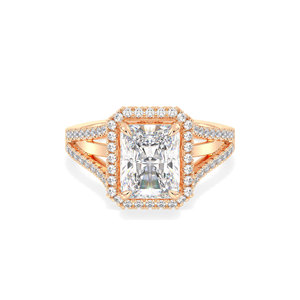 Bague halo en or massif 14K 18K de haute qualité REYES avec diamants de laboratoire HPHT CVD pour femmes, diamants certifiés IGI, bijoux fins - Product Image 1