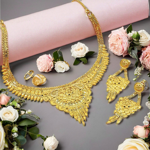 สร้อยคอทองชุบแบบสั้น 14K 18K 24K ขายส่ง, ชุดเครื่องประดับแฟชั่นทองเหลืองชุบทอง, ชุดเครื่องประดับดีไซน์ดั้งเดิม - Product Image 5