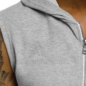 Modern Activewear Sports Men <b>Sleeveless</b> <b>Hoodie</b> Cotton Blended Fabric With Lightweight Design For Daily Activities - Product Image 6