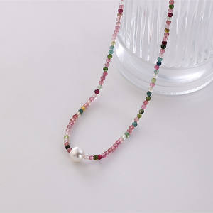 Collar de Lujo Shijia para Mujer, Gargantilla con Turmalina Pequeña y Perla de Agua Dulce, Producto de Nicho Ligero - Product Image 3