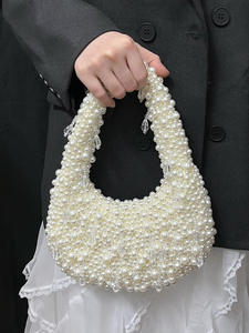 Bolso de Mano con Cuentas de Perlas Estilo Francés, Hecho a Mano, para Mujer, Bolso de Moda para Bodas y Fiestas, Bolso Tipo Hobo con Cuentas Tejidas - Product Image 5