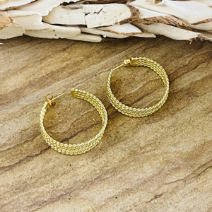 Nouvelle Arrivée Boucles d'Oreilles Créoles en Laiton Doré Torsadé pour Femme, Plaqué Or 18 carats, Bijoux Ethniques Chic en Métal Torsadé, Vente en Gros/OEM - Product Image 5