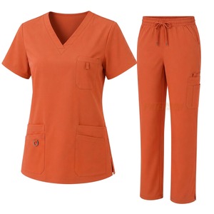 Tenues médicales unisexes personnalisées en polyester et coton, haut à col en V et pantalon cargo, uniforme d'infirmière, vente en gros, fournisseur de marques privées - Product Image 1