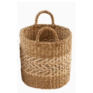 Paniers de rangement pliables en jute et jonc de mer tressés à la main, écologiques, avec poignées et doublure imperméable, lot de 3 pour l'organisation et la décoration intérieure - Product Image 2
