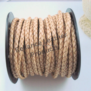 Venta al por mayor a granel 4mm-6mm Cordón de cuero trenzado antiguo acabado desgastado joyería OEM personalizable para negocios de abalorios - Product Image 6