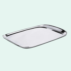 Classical Style Stainless Steel Serving Tray With Silver Finished For <b>Breakfast</b> & Dinner Food Storage Oval Shape Tray - Product Image 2