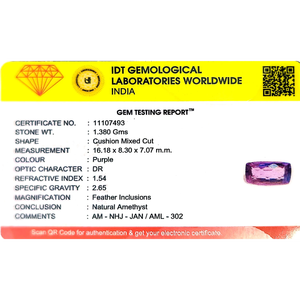 Certified Natural Amethyst 6.9 Carat <b>Purple</b> Gemstone for Jewelry Making - Product Image 4