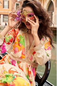 ชุดอานาร์กาลีสำเร็จรูปผ้าไหมชิโนน ตกแต่งด้วยงานปัก สำหรับผู้หญิง ความยาวระดับพื้น เหมาะสำหรับงานแต่งงาน งานดิวาลี และงานพรอม - Product Image 2