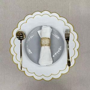 Set di 4 tovagliette in lino e cotone con ricamo floreale a festoni, 38 cm, tessuto con trama in lino naturale, lavabili in lavatrice - Product Image 4