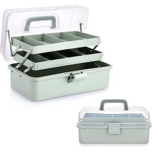Organizzatore Portatile per Artigianato con Divisori Regolabili, Sistema di Archiviazione a 3 Livelli in Plastica con Maniglia - Product Image 1