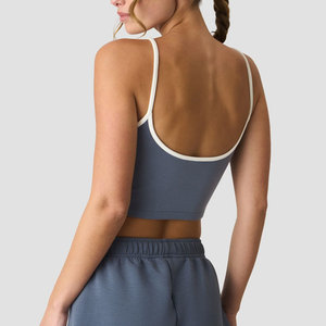 Nouvel Arrivage Débardeur de Sport Femme Court Col en V Profond pour Course, Entraînement et Exercice, en Tissu Côtelé Sans Manches - Product Image 2
