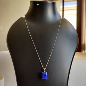 Pendentif en or 14 carats avec pierre de lapis-lazuli naturelle taille octogonale 10x12mm, bijoux de mode pour femmes, pendentif en pierre précieuse de luxe, bijoux en gros - Product Image 5