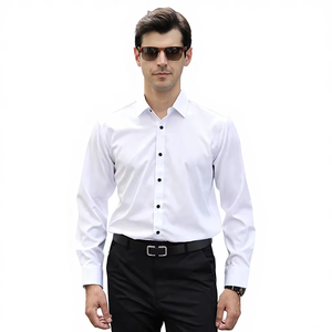 เสื้อเชิ้ตเดรสลำลองผู้ชายแบบใหม่สั่งทำได้ ขายส่ง แขนยาว ผ้ายืด/โพลีเอสเตอร์ ระบายอากาศได้ดี ผ้าถักเนื้อแน่น สำหรับธุรกิจและงานทางการ - Product Image 1