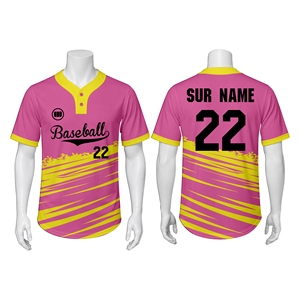 Custom Baseball Uniform Jerseys 100% Polyester Quick Dry Eco-Friendly Breathable V-neck Half Sleeve Sublimation Printed Teamwear - Product Image 1
