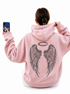 Custom Premium Unisex Oversized Rhinestone <b>Hoodie</b> Set Soft 100% Cotton Fleece Pullover Eco-Friendly Elastic Waist Jogger Pants - Product Image 4