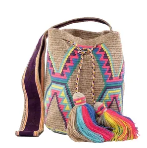 Nobler Look Trend ing Design Häkeln Geldbörse einfach zu tragen Große Wayuu Häkel tasche für Damen Handtasche Wayuu Tasche mit Zebra Patt