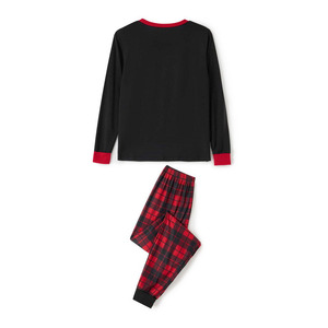 Christmas Crew Printed Breathable Elastic Waist Long Sleeve Pajama Set Red <b>Plaid</b> <b>Pants</b> Full Length Polyester Winter Unisex Adult - Product Image 5
