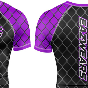 Fabricant OEM ODM de vêtements de sport personnalisés, Rash Guards pour hommes, T-shirts de compression athlétiques à manches courtes pour la sublimation MMA - Product Image 5