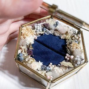 Customized <b>Hexagon</b> Glass Jewelry <b>Box</b> with Metal Frame, Decorative Storage Organizer Ring <b>Box</b> For Wedding <b>Gift</b> & Home use - Product Image 3