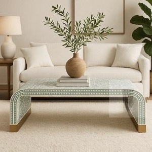 Table en os incrusté de la marque ILAHI, design moderne, détails en agate, rangement, meuble portable pour la maison - Product Image 5