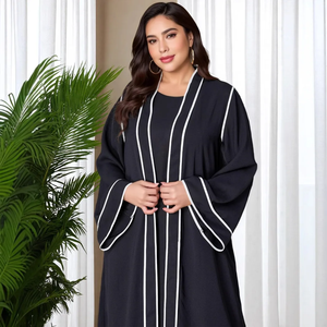 Cárdigan Abierto de Manga Corta para Mujer, Talla Grande, Estilo Árabe, Cárdigan Abierto de Manga Larga, Elegante, a la Moda, Talla Grande, Tela de Poliéster - Product Image 2
