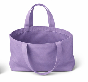 Sac fourre-tout en toile violette avec imprimé floral, taille moyenne, sac de courses quotidien, poignée longue, sacs en coton réutilisables écologiques - Product Image 5